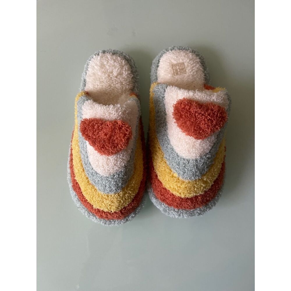 Cozy Heart Fuzzy Slippers - Multi Color